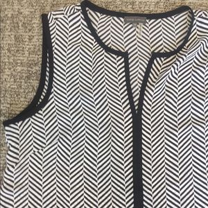 Vince Camuto Black and White Patterned Tank Blouse